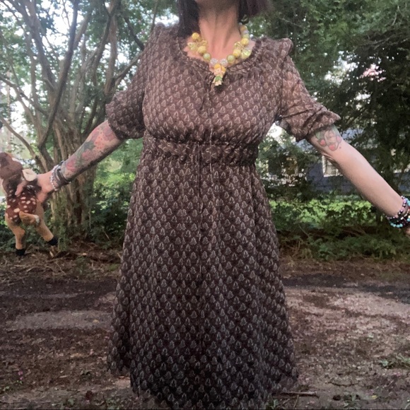 Francesca’s Size Small Brown Paisley Dress Small - Picture 9 of 13